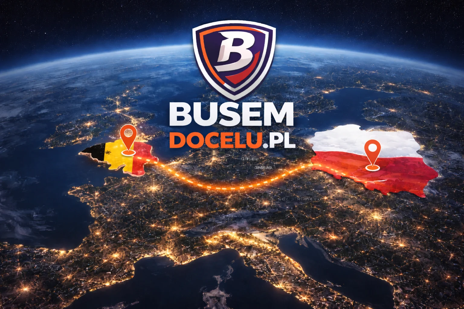 Mapa Belgii i Polski z logo